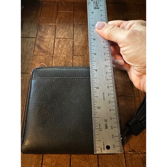 Kate Spade vintage Black Pebbled Leather Zip Arnd Tassel Wallet Polka Dot Lining - Picture 10 of 10